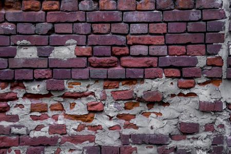 old wall of red bricks for texture, or background