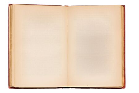 An open old book with blank pages