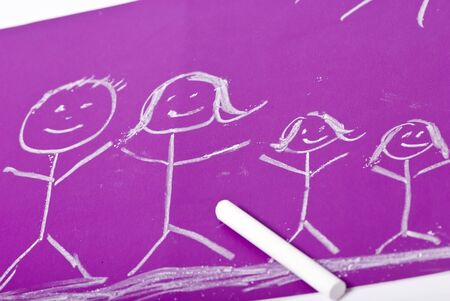 A young child's drawing of her family の写真素材