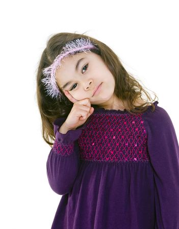 a young asian girl thinking about somethingの写真素材