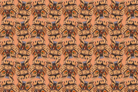 Abstract background composed of a clay figurine of an owl in natural warm colors