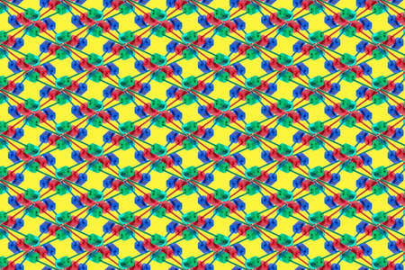 Abstract background composed of colorful colored pencils and sharpeners, school conceptの写真素材