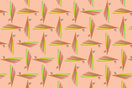 Abstract background composed of colored pencils and a sharpener in random order, school concept