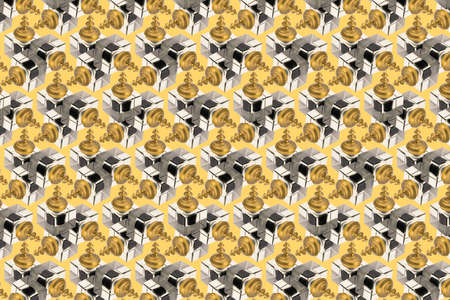 Abstract symmetrical composition composed of vintage antique inkwells