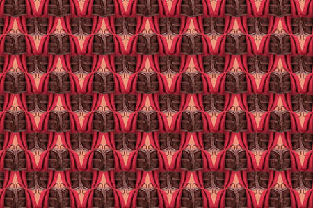Abstract patterned background composed of leather backpacks and scarves in red-brown colors, fashion conceptの写真素材