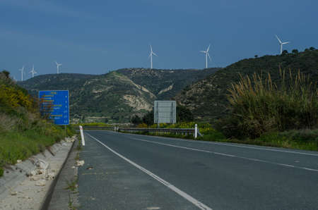 vertical view of empty mountain road on cyprus, march 2020