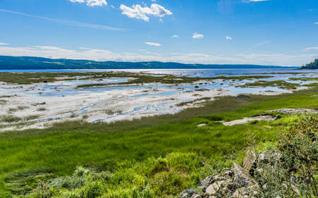 View on Saguenay fjord on a beautiful summer day from Saint Fulgence (Quebec, Canada)の写真素材