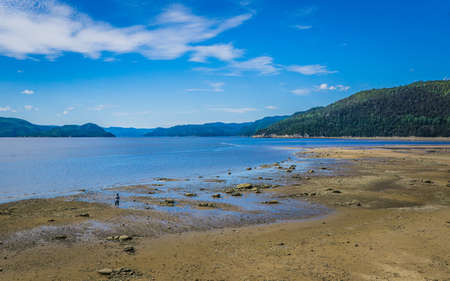 View on Saguenay Fjord from "La halte aux Belugas" on the Fjord hiking trail, near SacrÃ© Coeur, Quebec (Canada)の写真素材