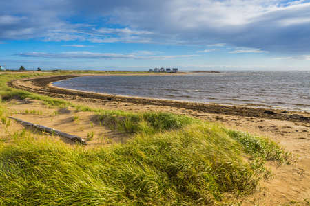View on the "Galets", a 150 years old fishing site, now historic site, located in Natashquan, small fishing town in Cote Nord region of Quebec (Canada)のeditorial素材
