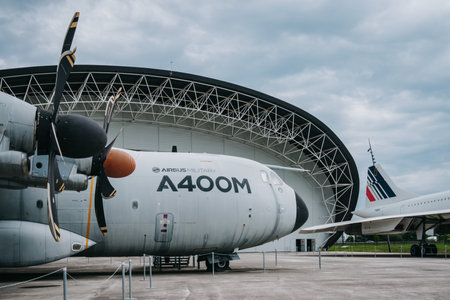 Airbus Military A400M aircraft on the tarmac of the Aeroscopia museum near Toulouse in the south of France (Haute Garonne)のeditorial素材