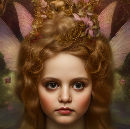 Beautiful girl with fairy wings. Fairy tale theme. 3d renderingの写真素材