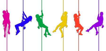 colorful climbing silhouettes 3の写真素材