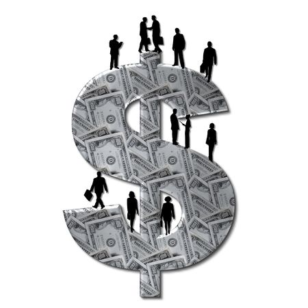dollar money sign with business peopleの写真素材