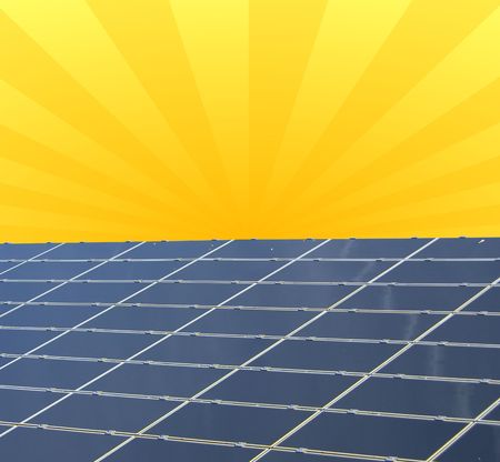 a illustration of a solar panel against sunny sky