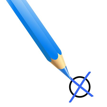 a Illustration of a blue pencil marking xの写真素材