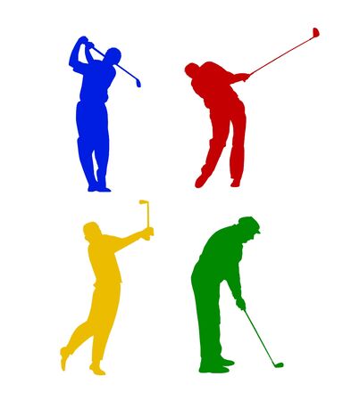 Colored silhouettes of a golferの写真素材