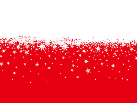 red background with snowflakes and stars, vector illustrationのイラスト素材