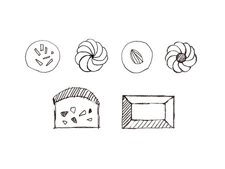 Cookie and sweet pastry hand sketched illustration vectorのイラスト素材