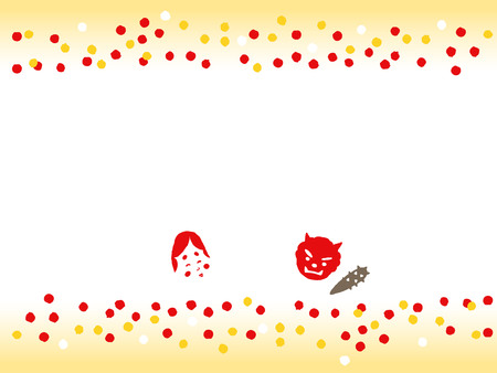 Set of Setsubun illustrations. Setsubun:Japanese traditional event on February 3. People throw soy-beans at devil.のイラスト素材