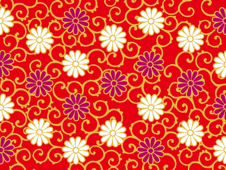 Japanese traditional pattern-chrysanthemum karakusaのイラスト素材