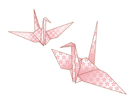 Origami paper cranesのイラスト素材