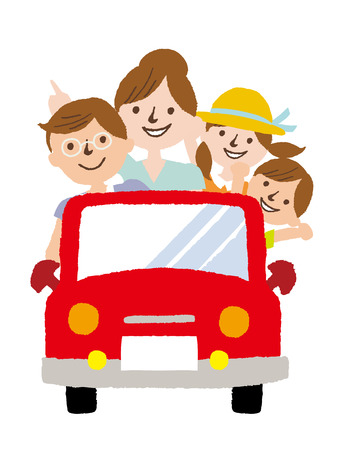 I go for a drive in familiesのイラスト素材