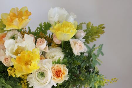 Ranunculus and roses and Tulipsの写真素材