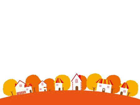 Illustration of City in Autumn. Flat design Style.のイラスト素材