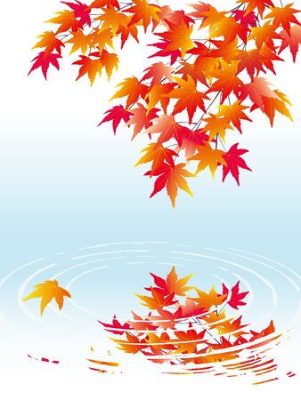 Maple leaves on the background of water wavesのイラスト素材