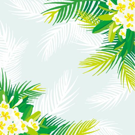 Tropical flowers plumeria with leafのイラスト素材