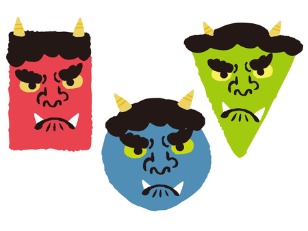 Blue demon and red demon and green demonのイラスト素材