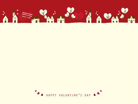 Valentine landscape and a lot of hearts vector illustration.のイラスト素材