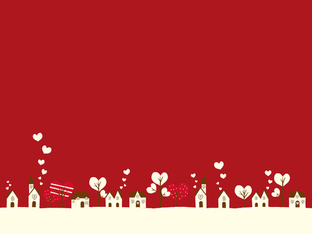 Valentine landscape and a lot of hearts vector illustration.のイラスト素材