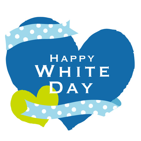 The isolated heart shape with a ribbon, White day vector illustrationのイラスト素材