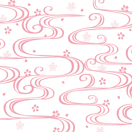 Spring cherry blossoms background vector illustration.のイラスト素材