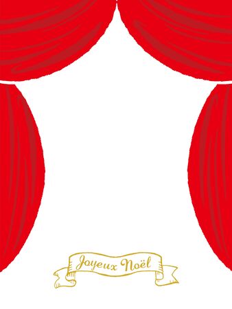 Open curtain. Red fabric.のイラスト素材