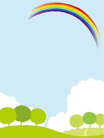 Landscape with rainbowのイラスト素材