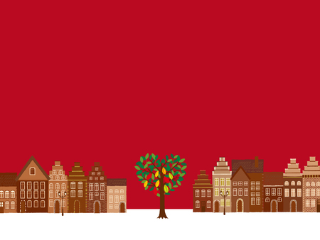 Valentine landscape and heart-shaped cacao treeのイラスト素材