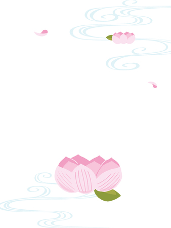 Lotus on flowing waterのイラスト素材