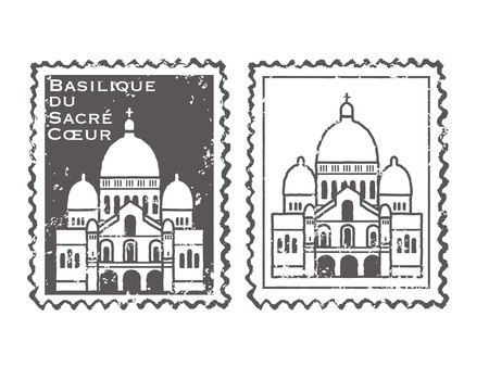 The sacred basilica Sacre Coeur stamp setのイラスト素材