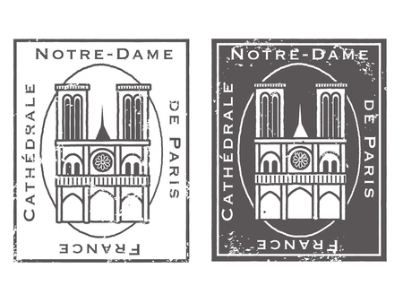 Notre Dame de Paris stamp setのイラスト素材