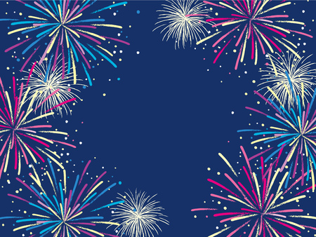 Festive color firework background. Vector illustration.のイラスト素材