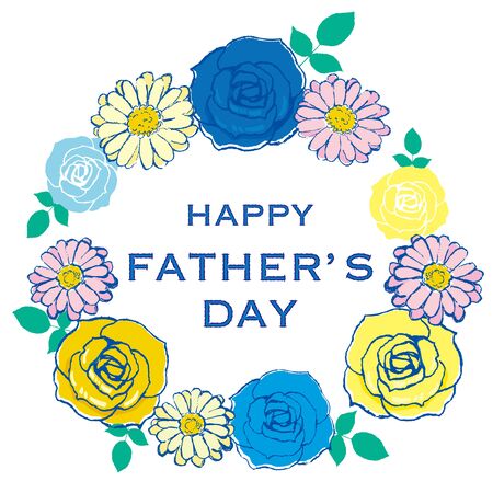 Happy father's day layout design with roses and gerberasのイラスト素材