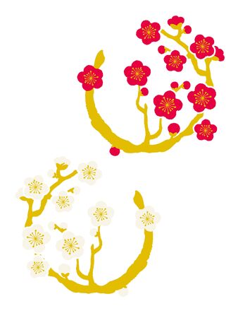 circle with plum blossomのイラスト素材