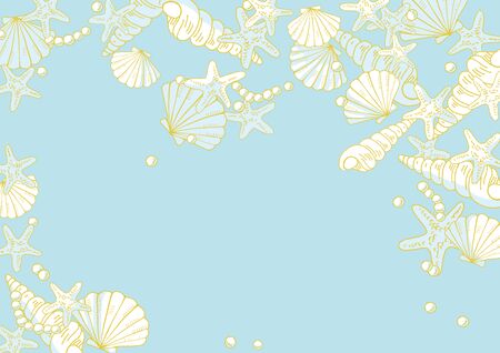 Starfishes and shells background vector illustration.のイラスト素材