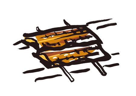 Illustration of a broiled eel written with a brush.のイラスト素材
