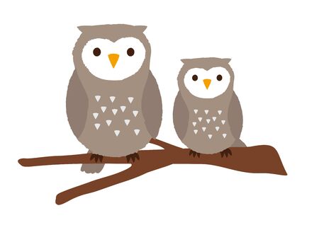 Owls  that are perching on trees vector illustrationのイラスト素材