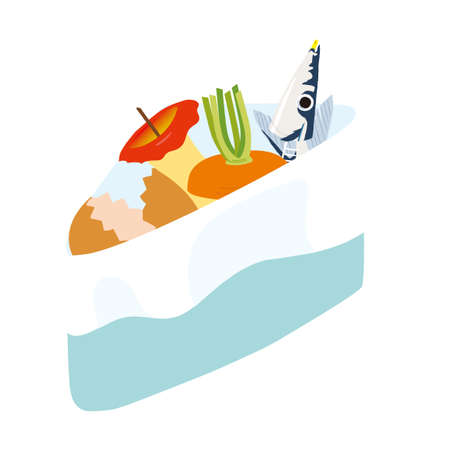 Illustration of a fly flocking to garbageのイラスト素材