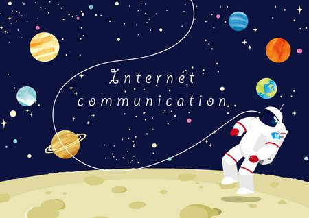 Astronauts standing on the moon Internet communication image
