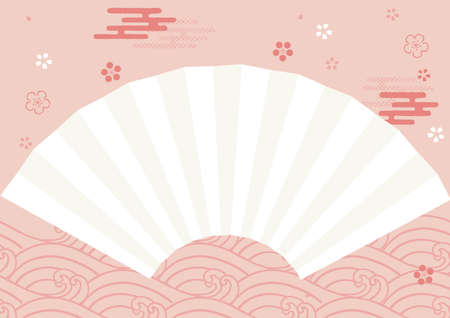New Year's Background Waves and Fansのイラスト素材
